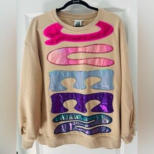 QUEEN OF SPARKLES Queen Metallic Sweatshirt Top